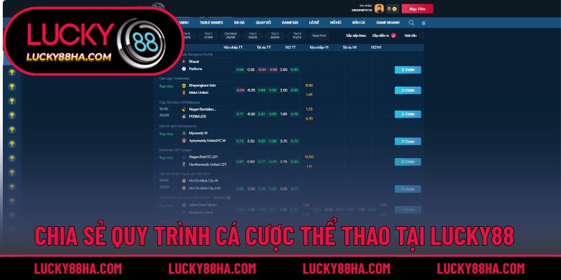 Hướng dẫn các bước cá cược thể thao tại Lucky88